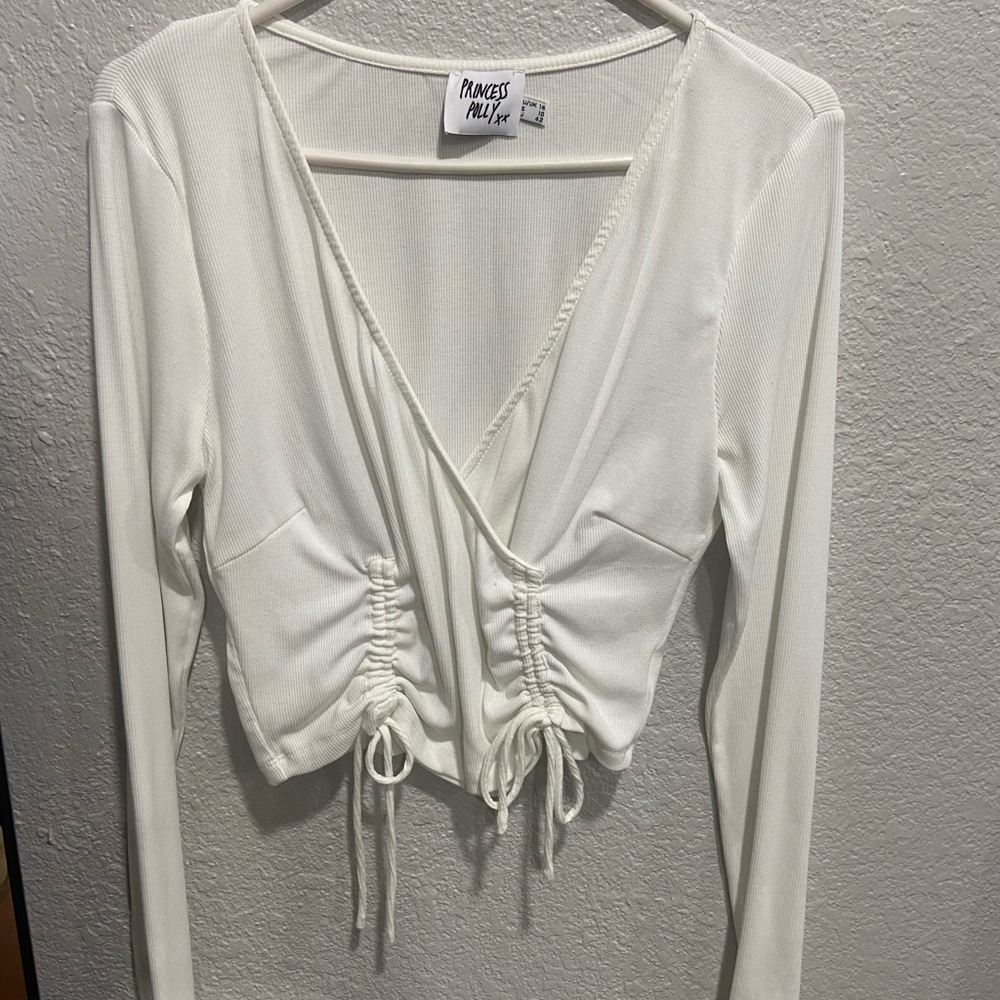 Princess Polly Cream Ruched Blouse